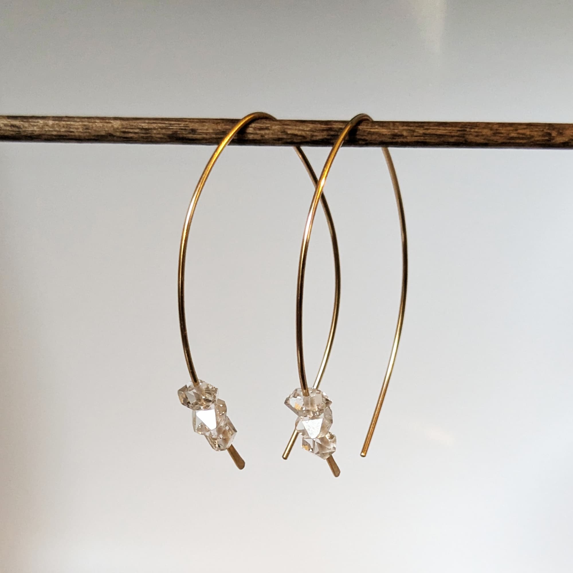 Herkimer Diamond Earrings Gold 14k 18k Handmade