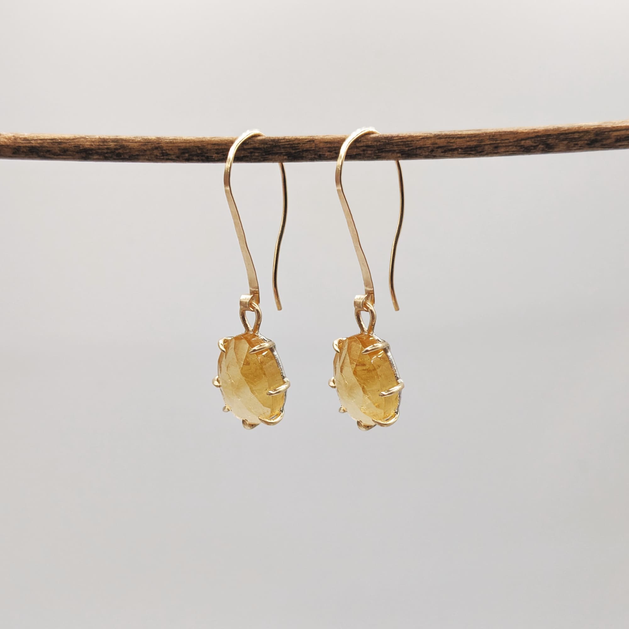 Citrine Earrings Gold Silver Handmade