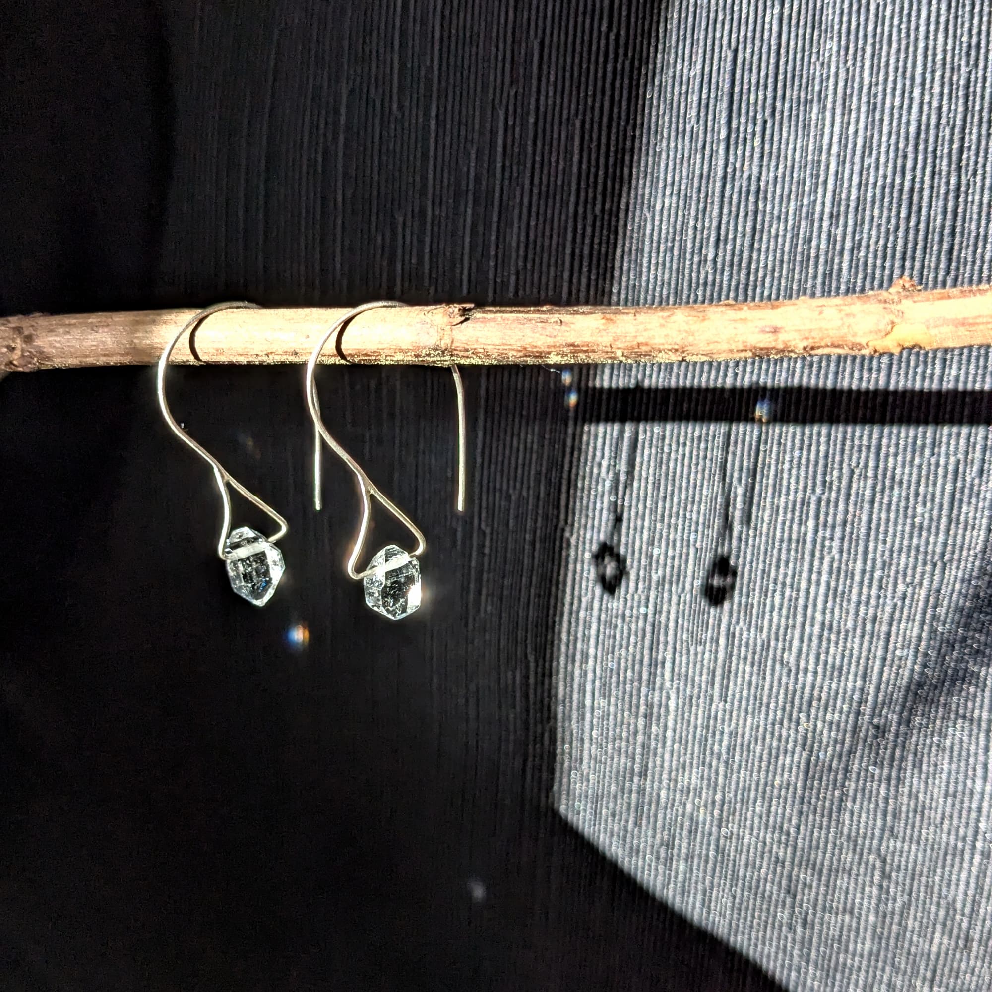 Herkimer Diamond Earrings Gold Silver Handmade