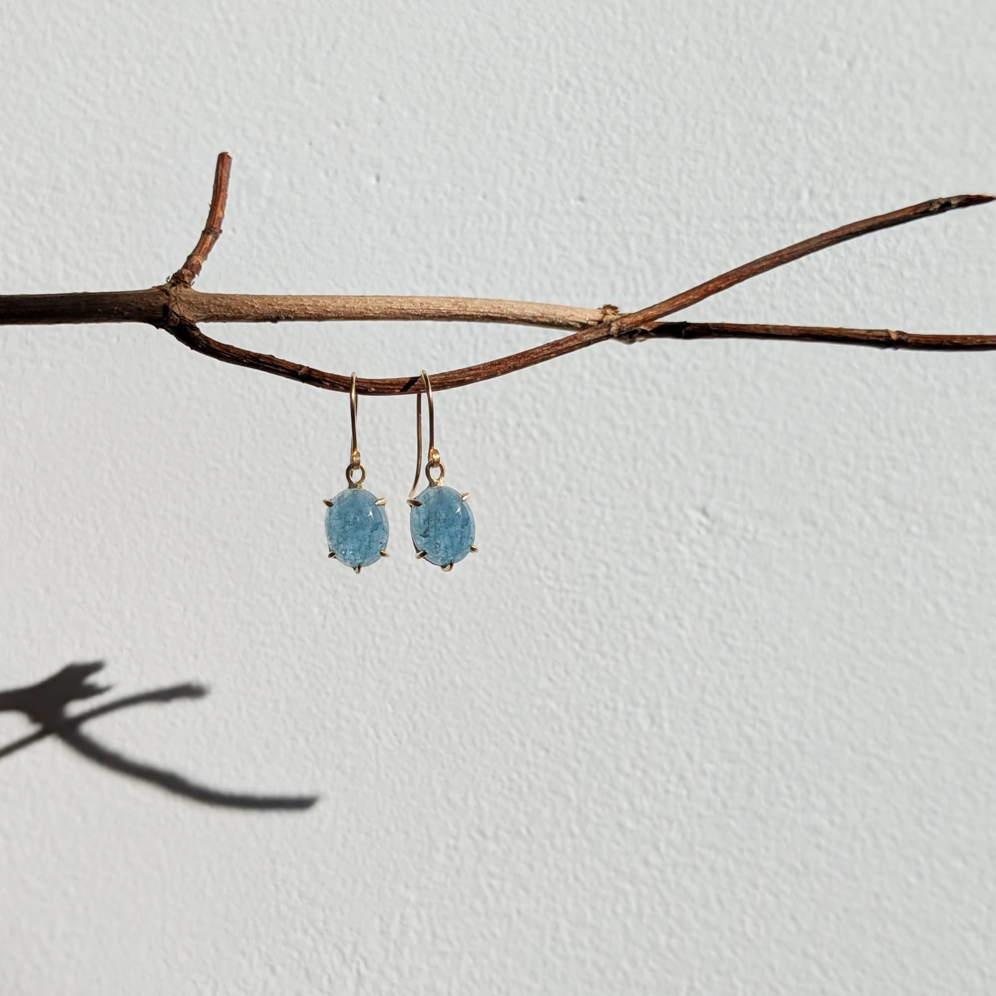 Aquamarine Drop Earrings Gold Silver Handmade