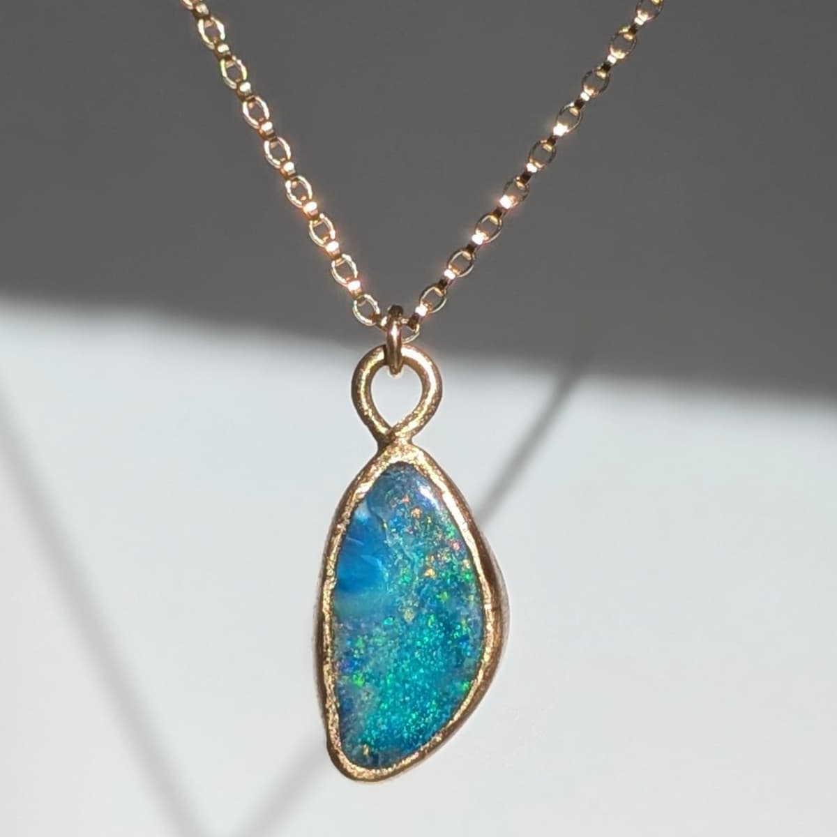Handmade Gold Opal Necklace
