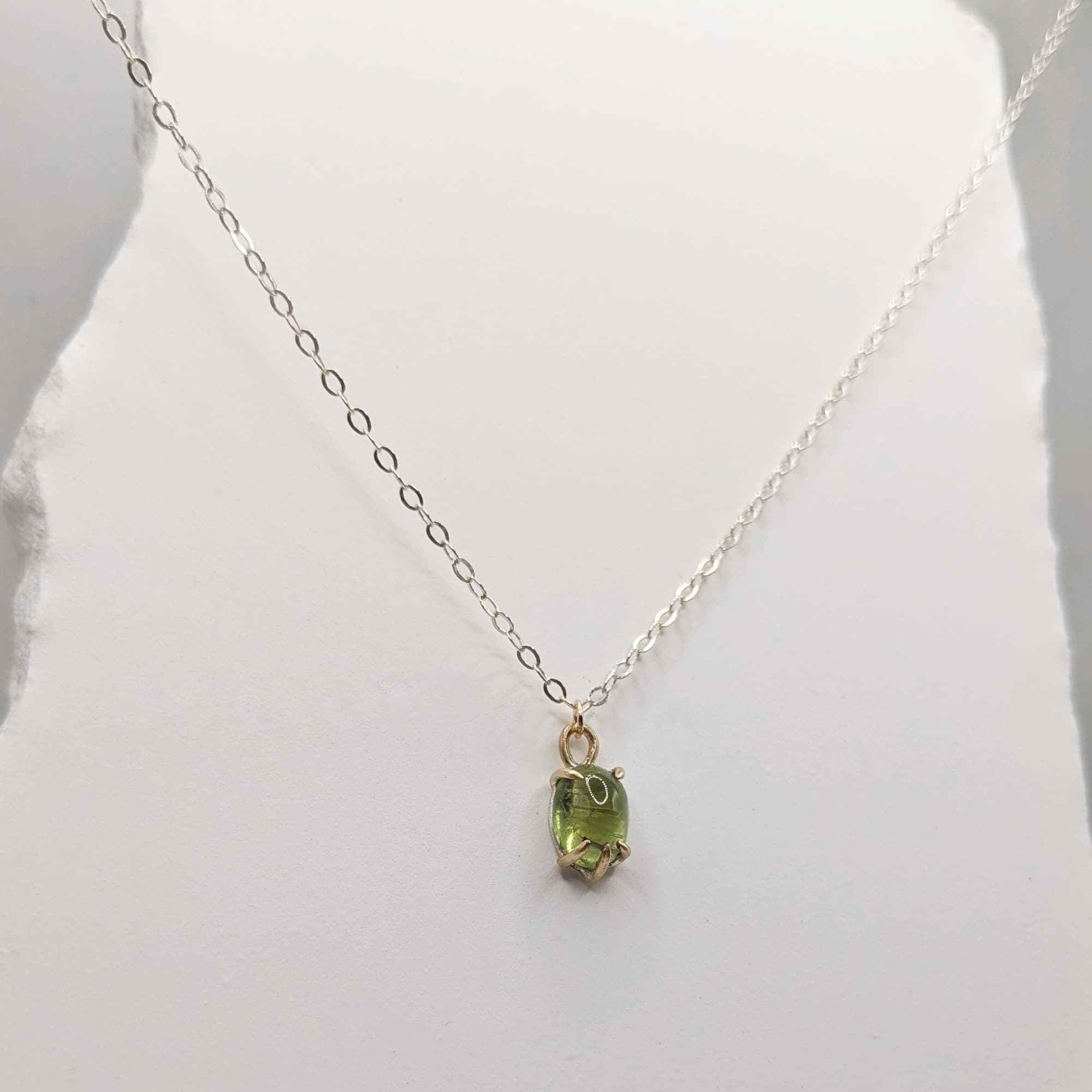 Tourmaline Necklace Gold Silver Handmade
