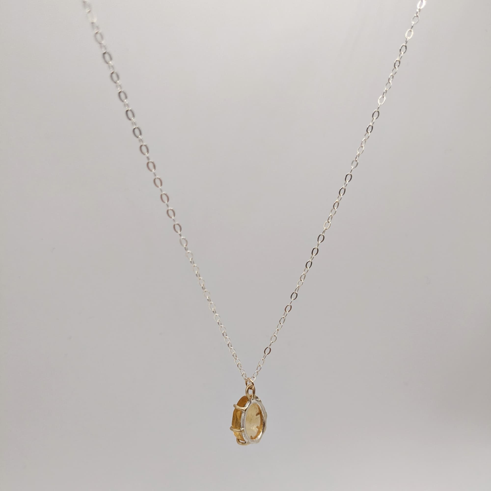 Citrine Necklace Gold Silver Handmade