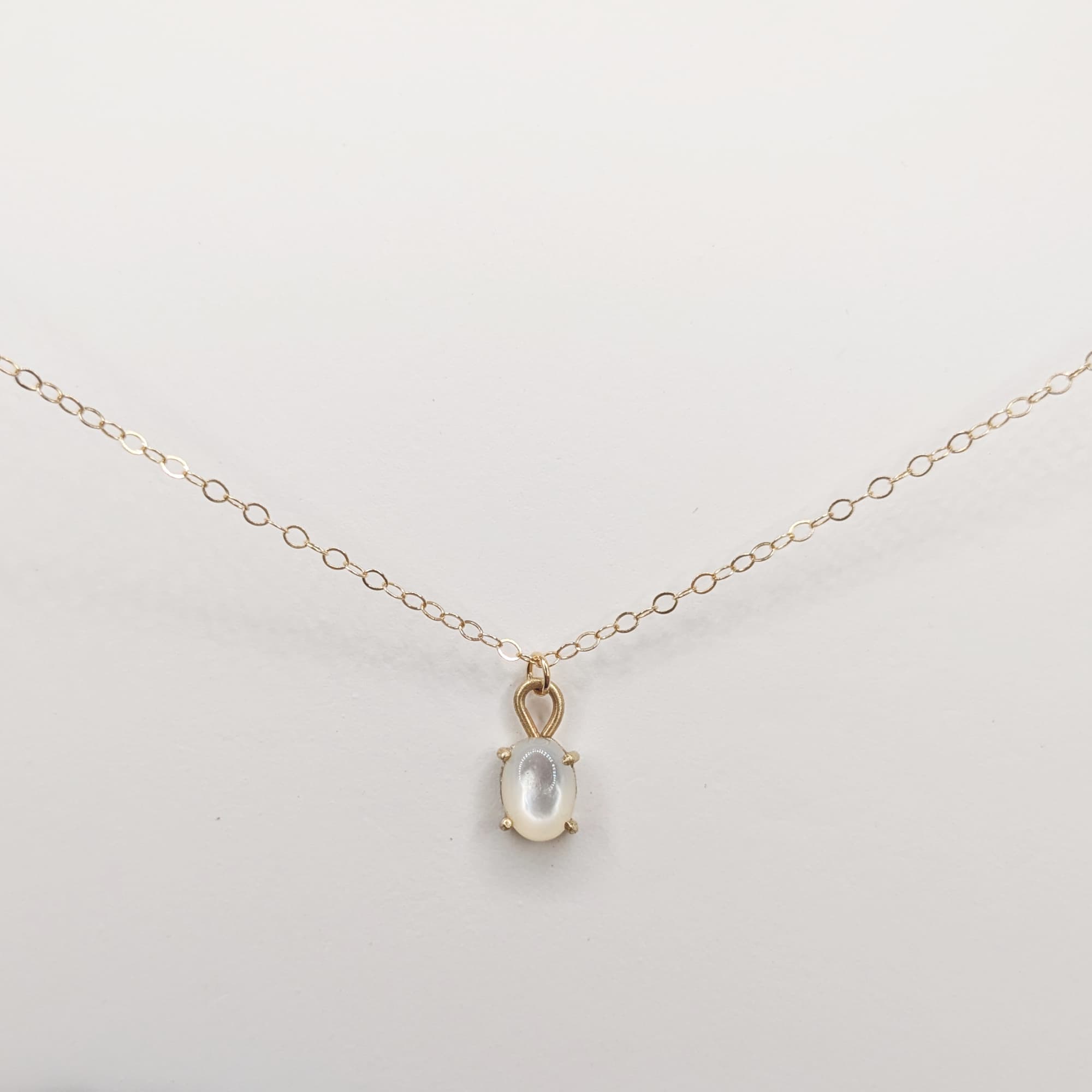 Mother of Pearl Necklace Gold Silver Handmade