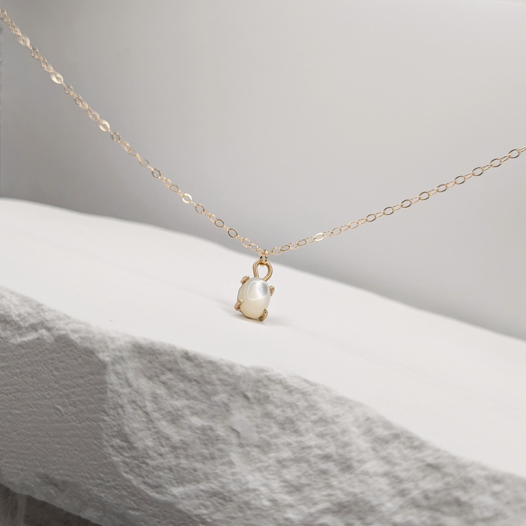 Mother of Pearl Necklace Gold Silver Handmade