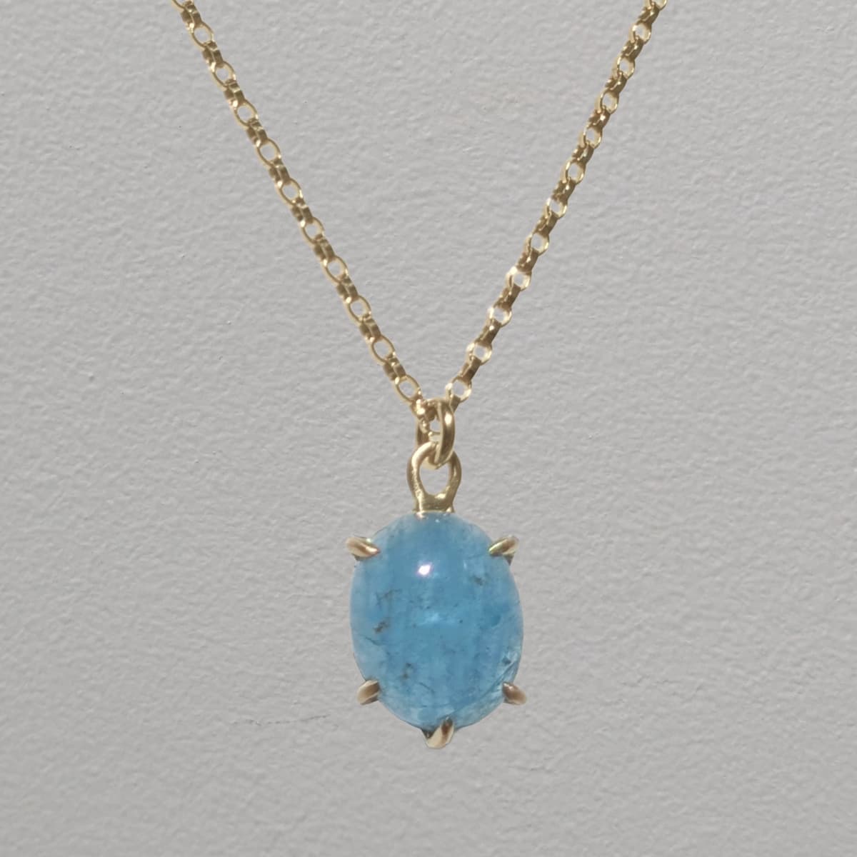 Aquamarine Necklace Gold Silver Handmade