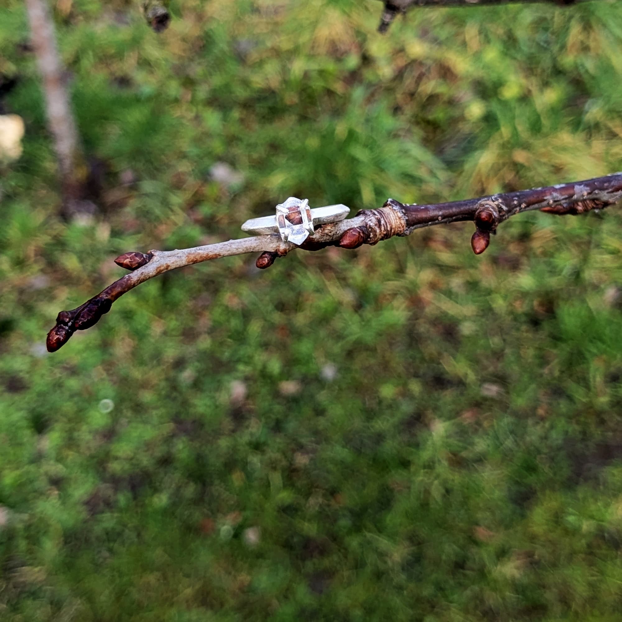 Handmade Herkimer Diamond Ring Gold Silver