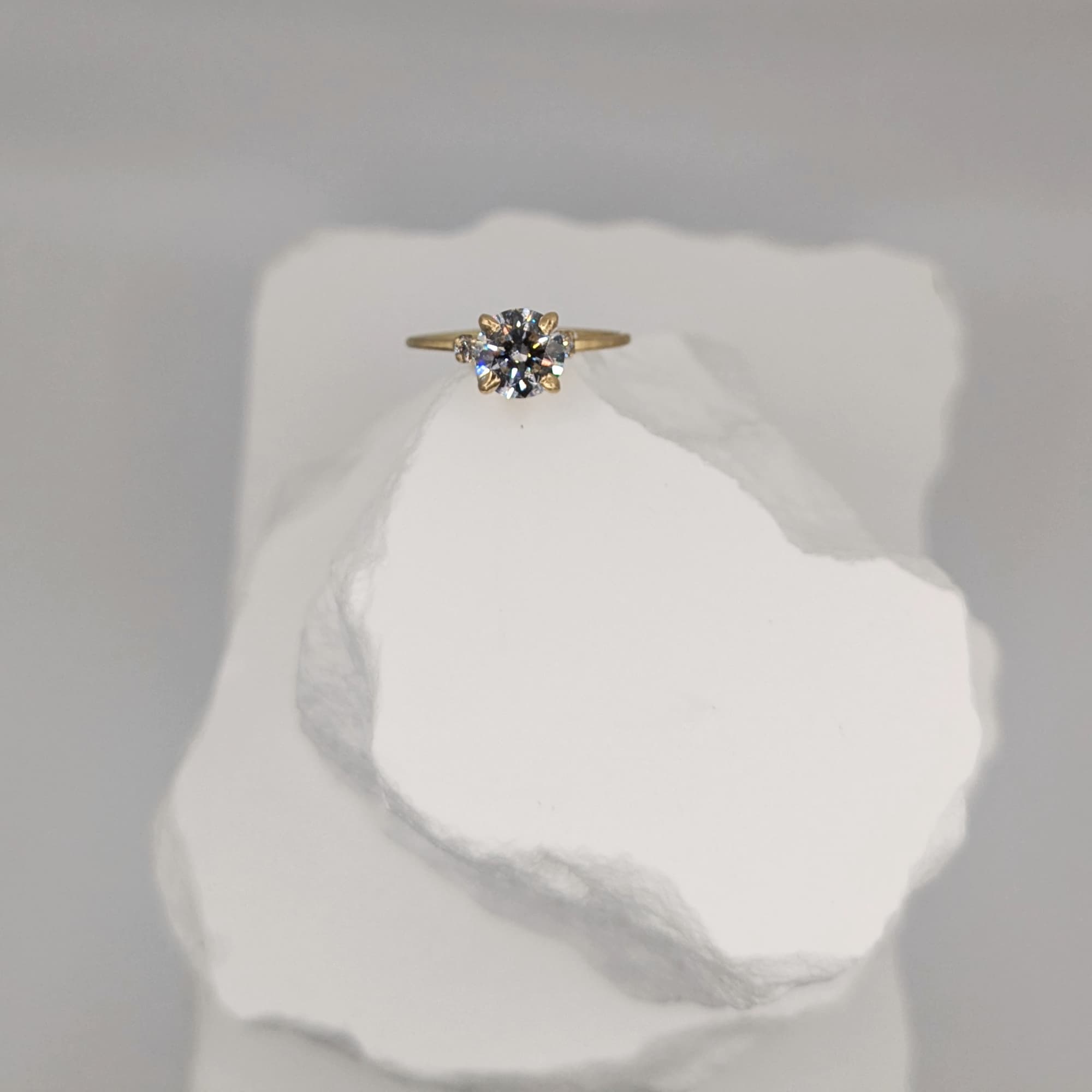 Unique Diamond Gold Engagement Ring Handmade