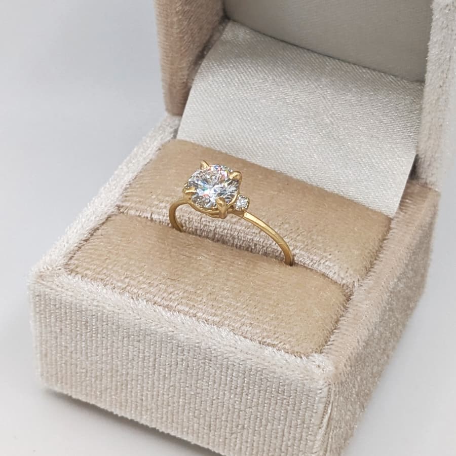 Unique Diamond Gold Engagement Ring Handmade