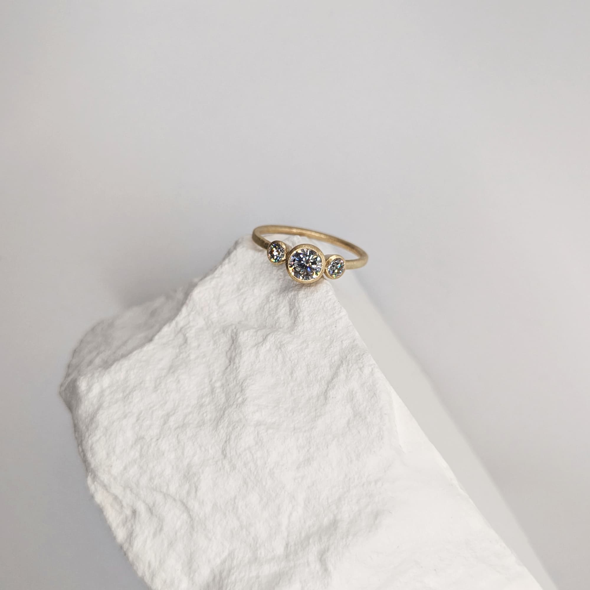 Unique Diamond Gold Engagement Ring Handmade