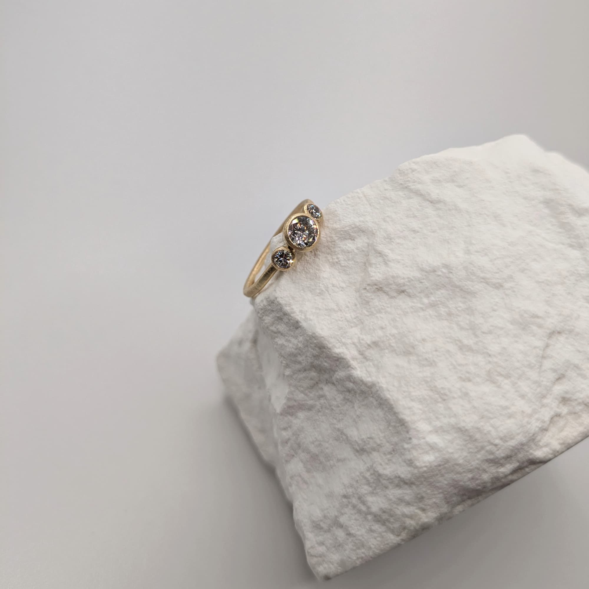 Unique Diamond Gold Engagement Ring Handmade
