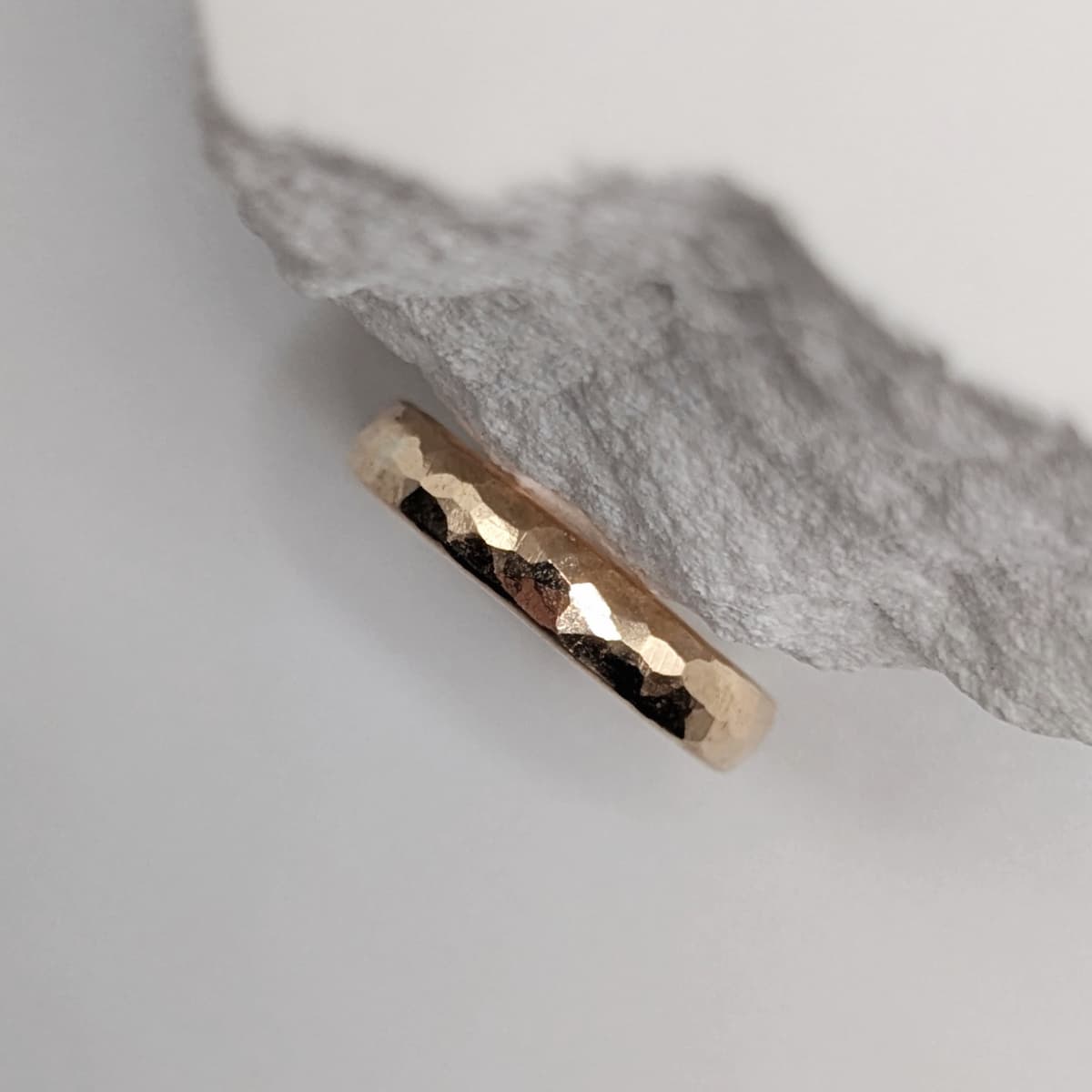 Gold Hammered Wedding Band Handmade