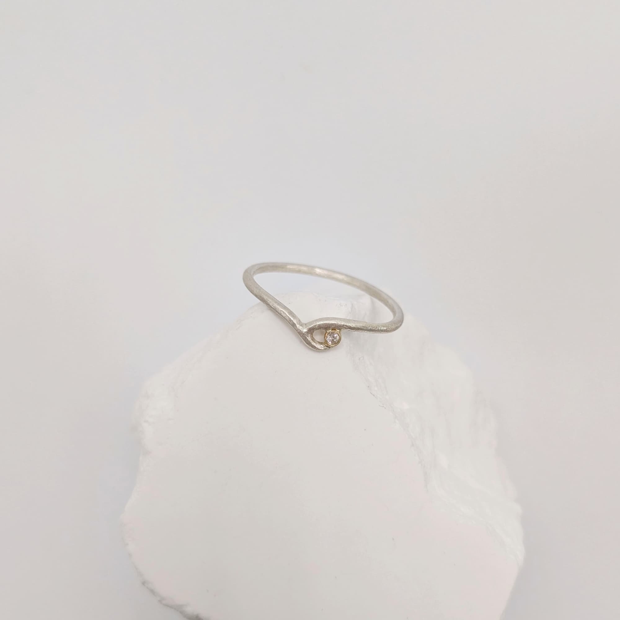 Gold Diamond Ring Silver Handmade