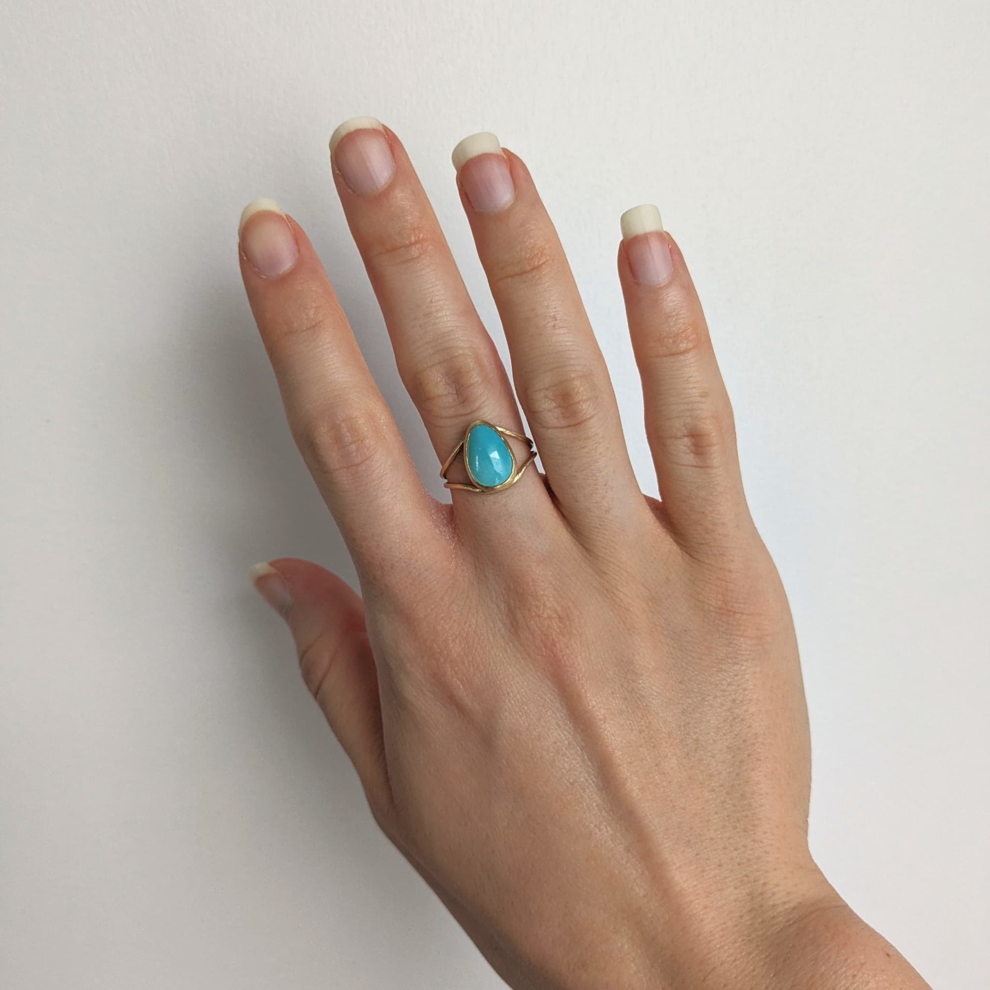 Turquoise Ring Gold Bezel Handmade