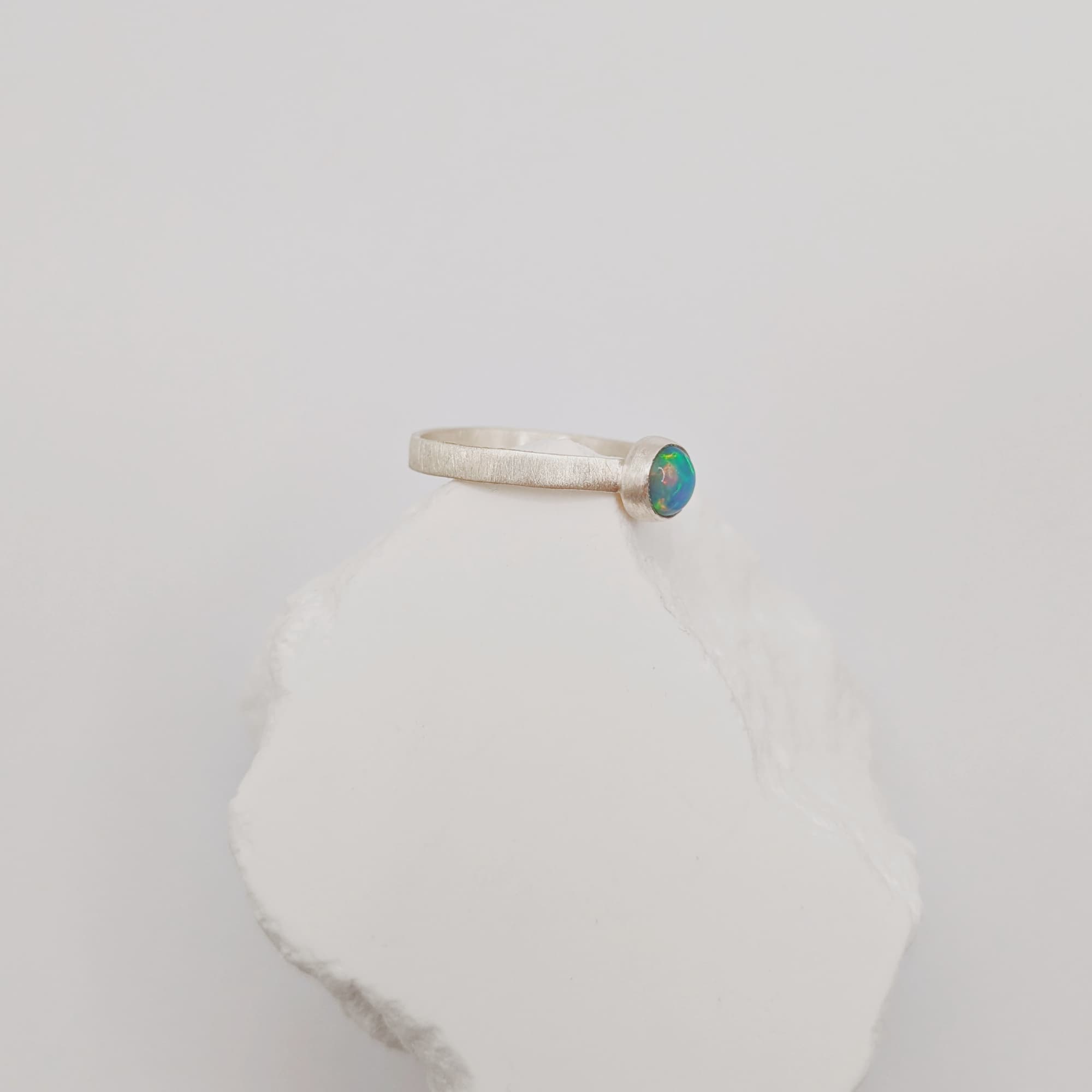 Opal Ring Gold Silver Handmade