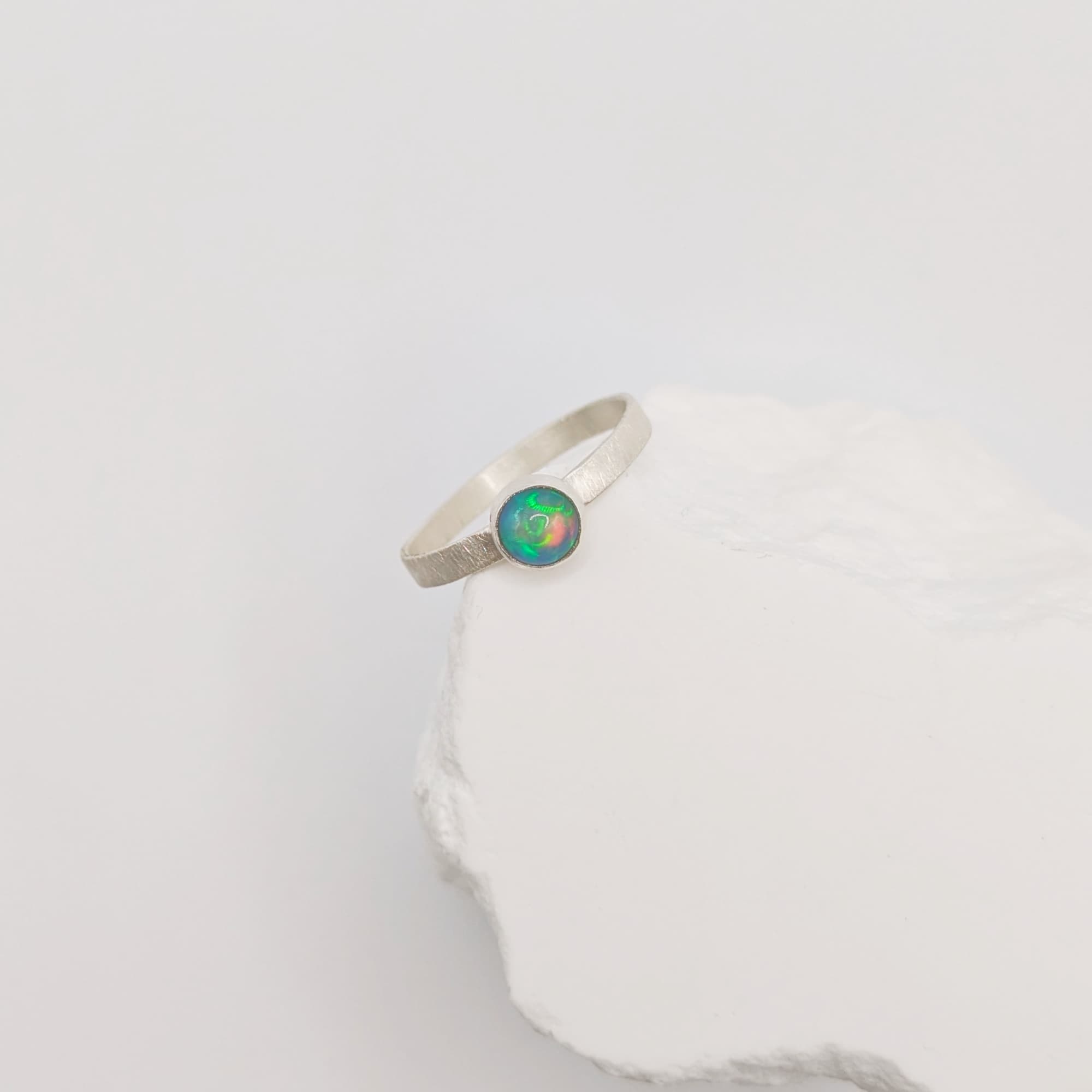 Opal Ring Gold Silver Handmade