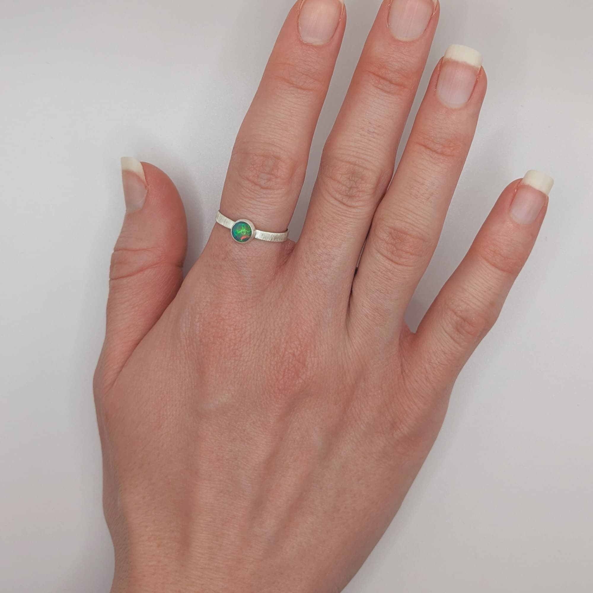 Opal Ring Gold Silver Handmade